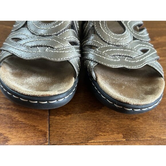 Clarks Bendables Womens Metalli Silver Open Toe Wedge Size 8.5 M - Picture 4 of 8